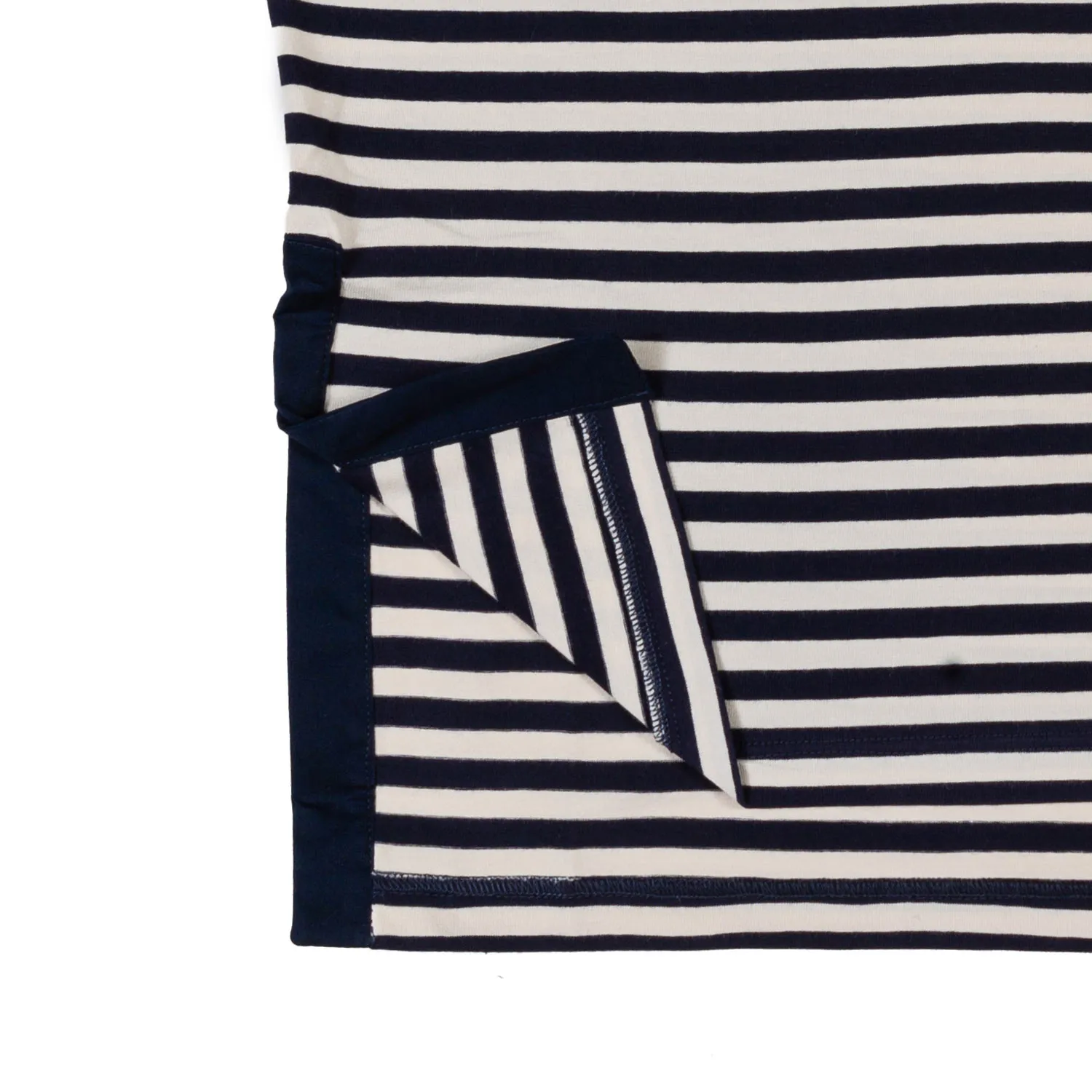 T-Shirt Boxy Bianco Panna E Blu Navy A Righe