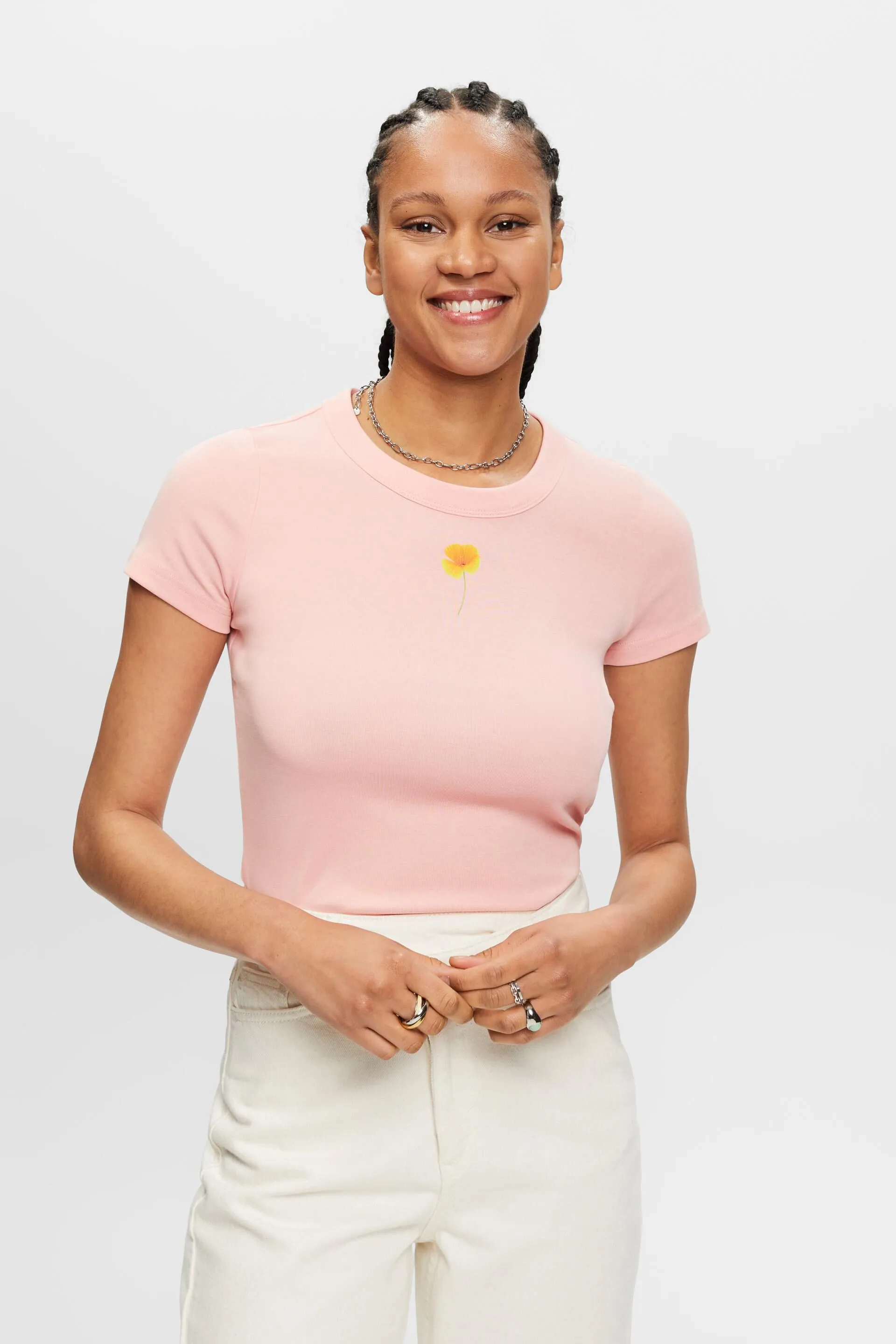 T-shirt con stampa a floreale sul petto
