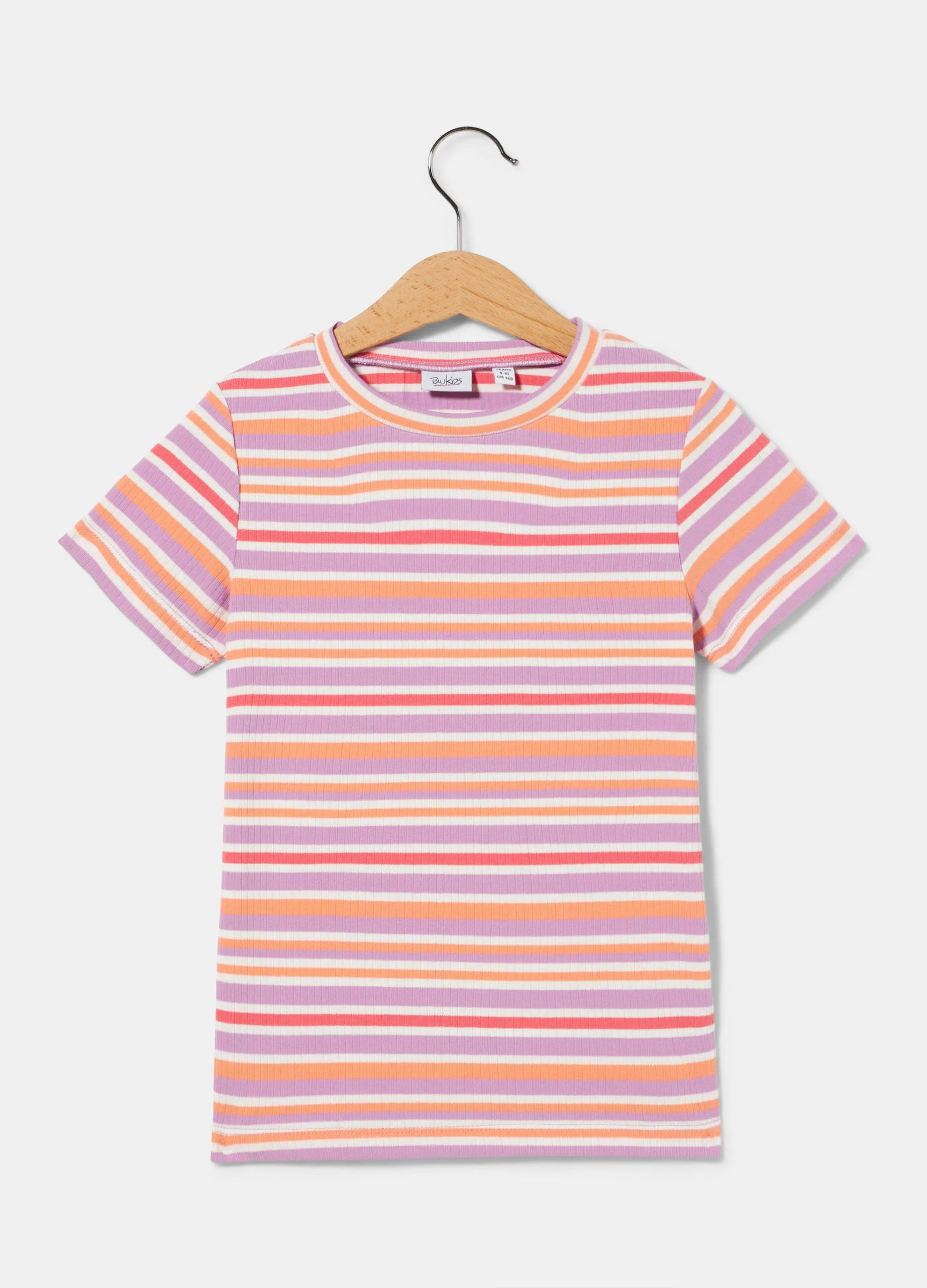 T-shirt in costina a righe ragazza