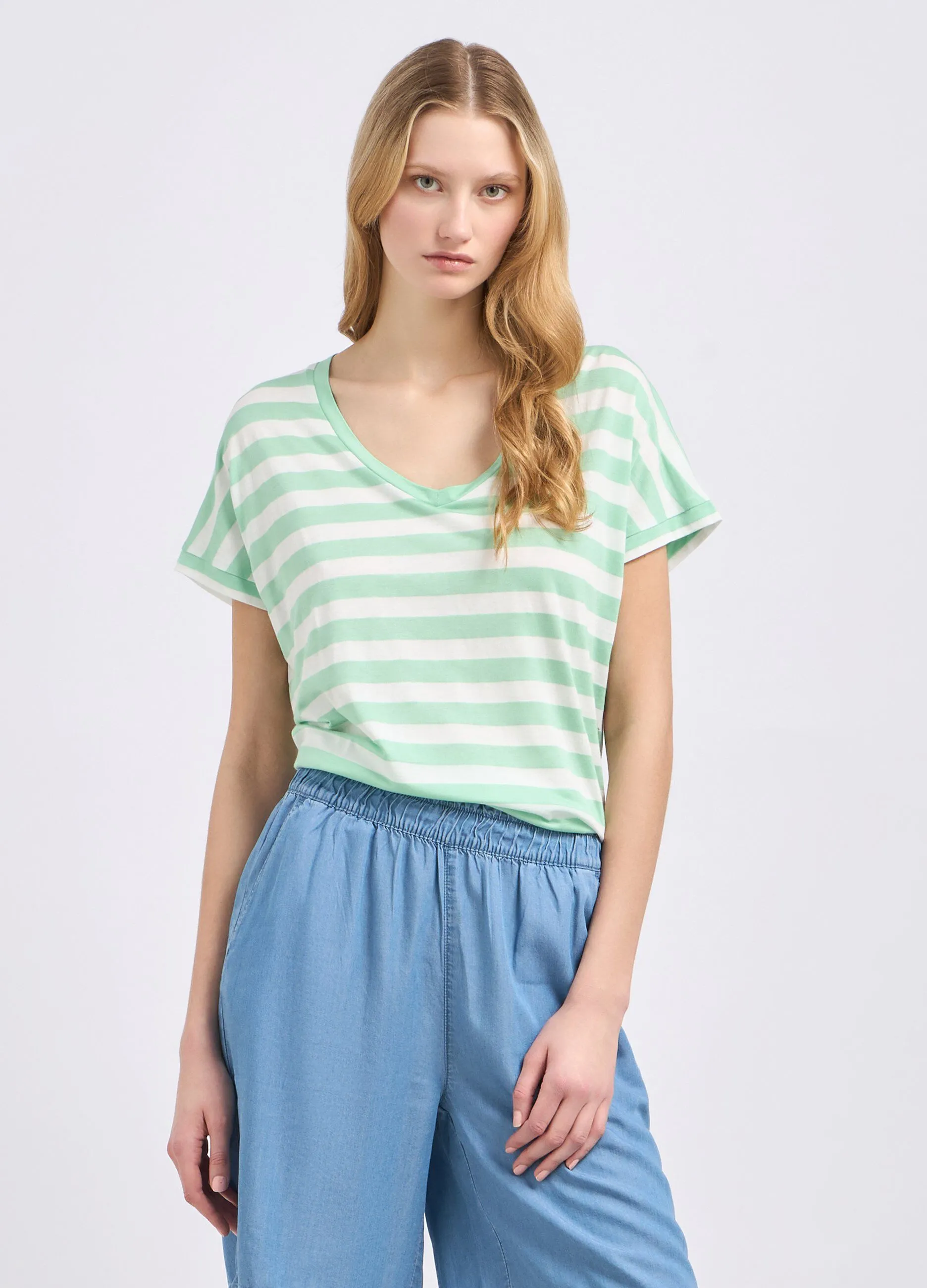 T-shirt in cotone a righe donna