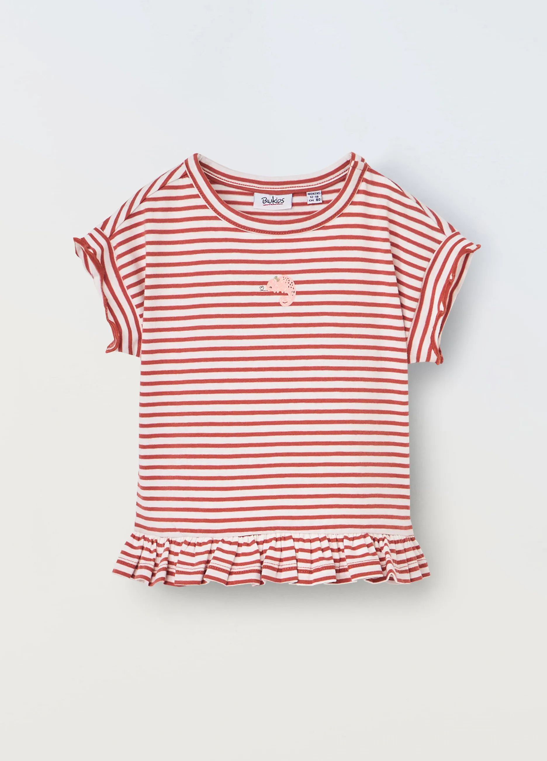 T-shirt in cotone stretch a righe neonata