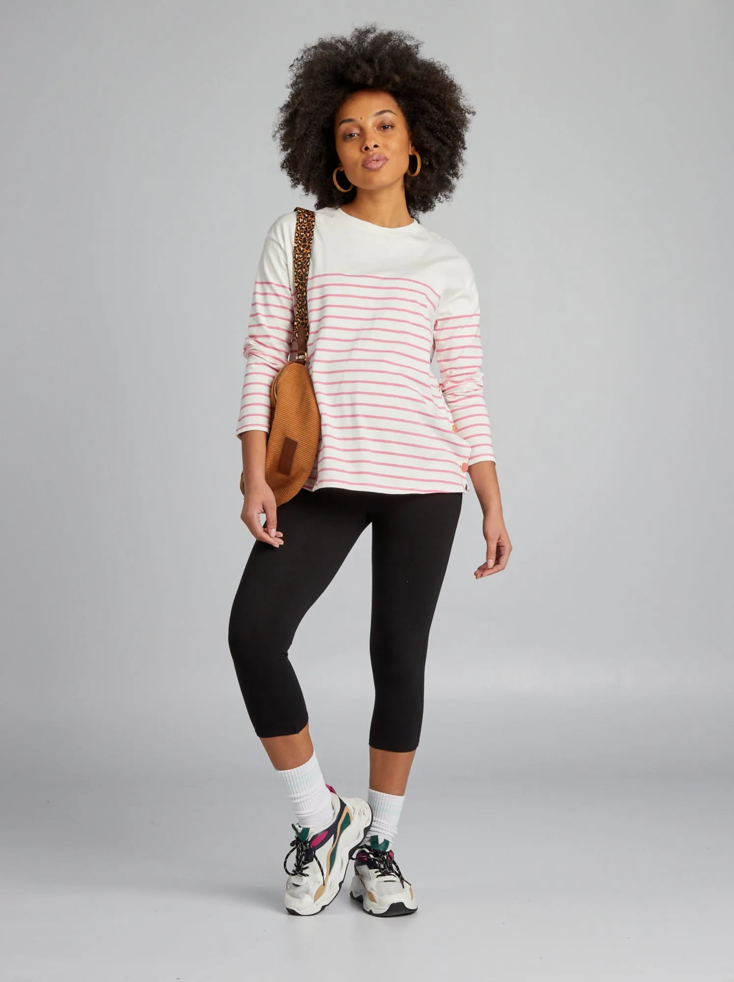 T-shirt per l'allattamento a righe - ROSA