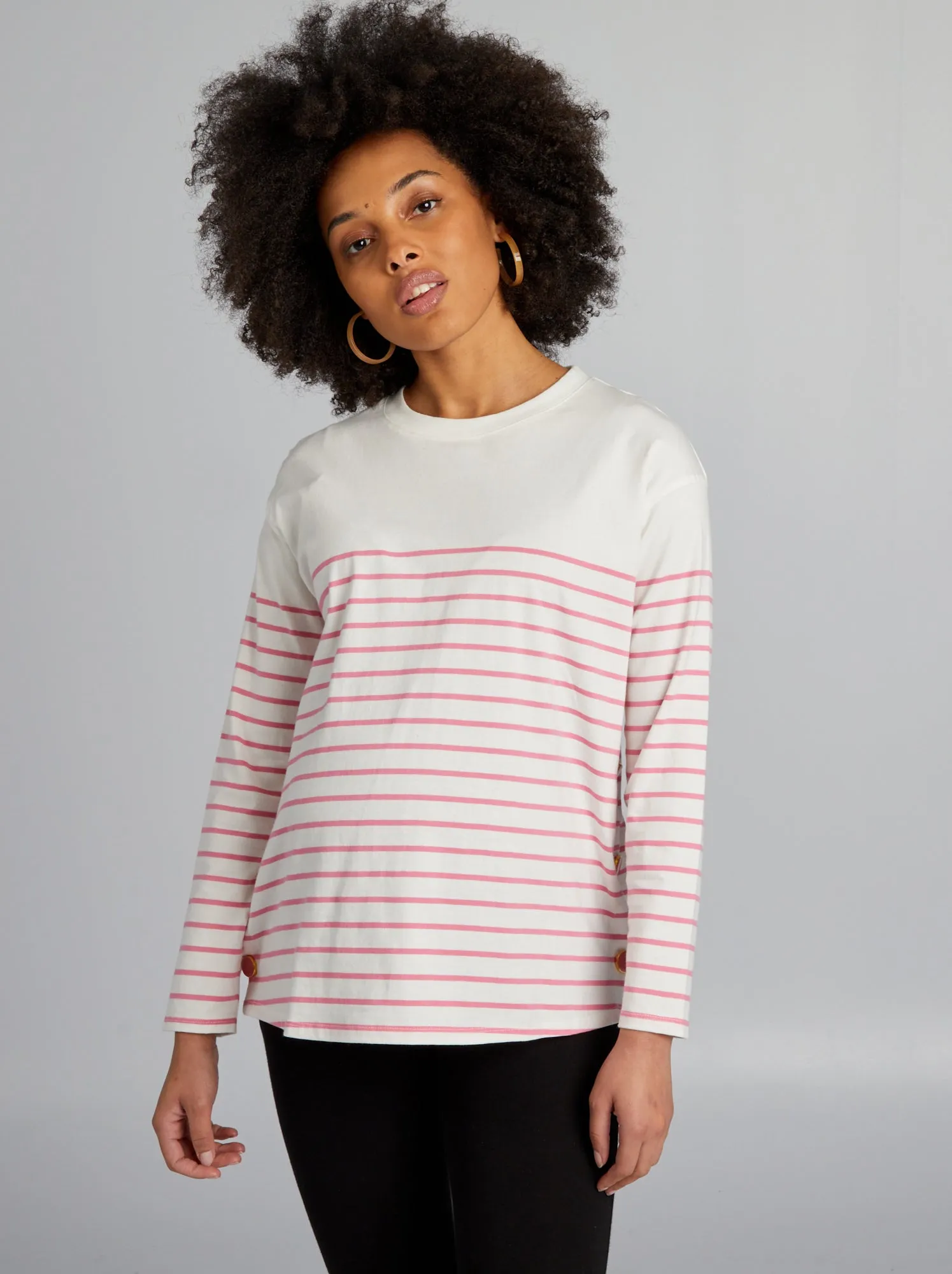 T-shirt per l'allattamento a righe - ROSA