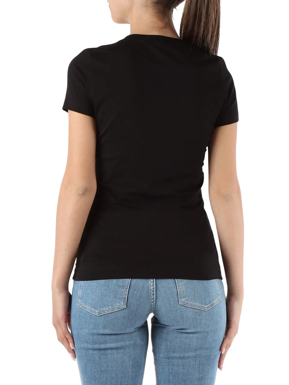 T-shirt slim fit in cotone stretch con borchiette