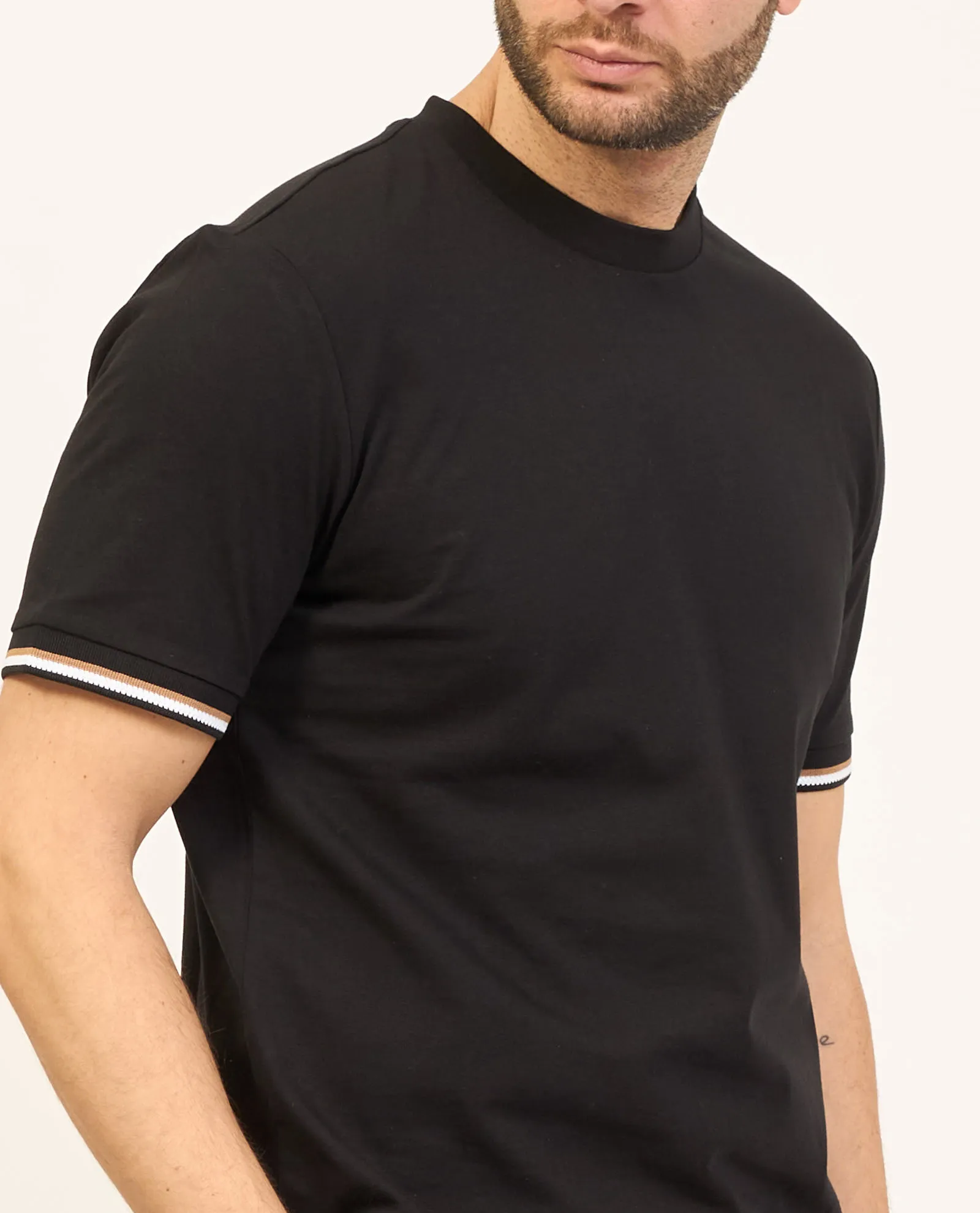 T-shirt uomo Boss girocollo con righe sulle maniche