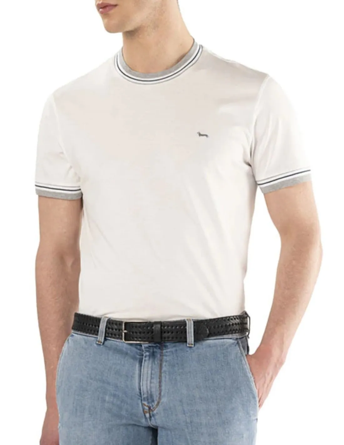 T-shirt uomo Collo e orli rigati Harmont & Blaine