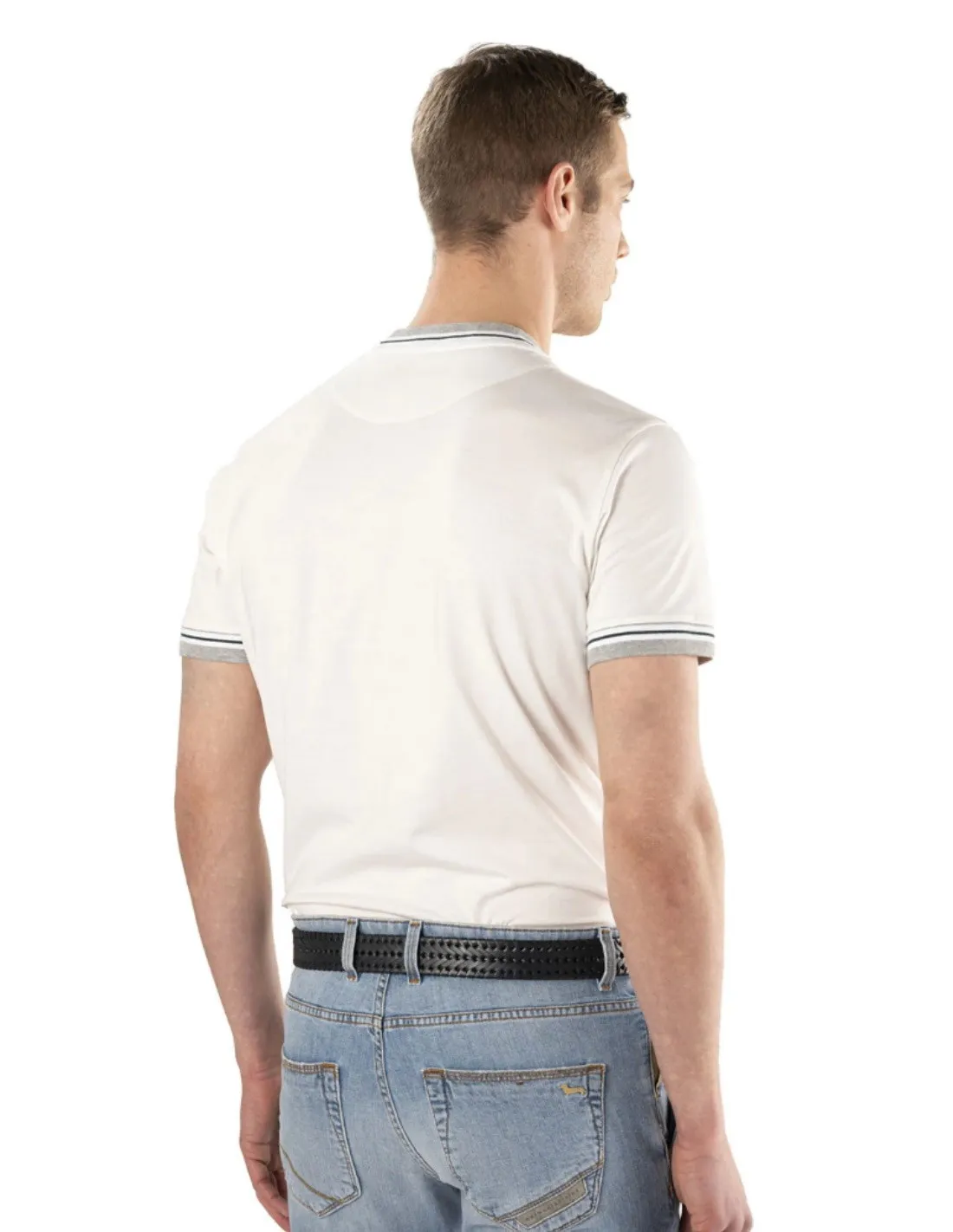 T-shirt uomo Collo e orli rigati Harmont & Blaine
