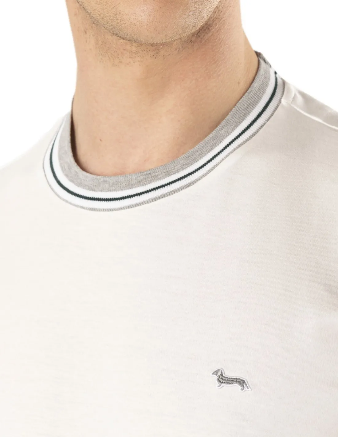 T-shirt uomo Collo e orli rigati Harmont & Blaine