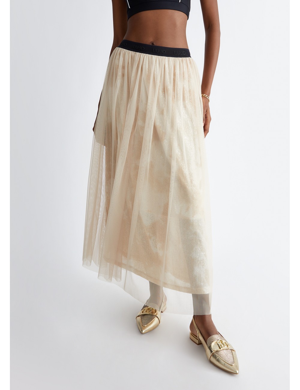 TA4019 GONNA LUNGA JERSEY CON PAILLETTES LIU JO DONNA GONNELLONE SKIRT WOMAN
