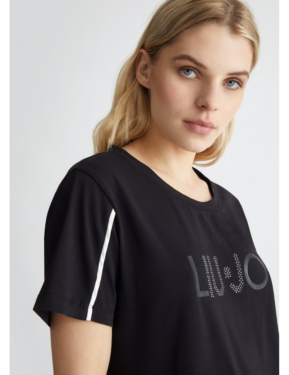 TA4263 ABITO CORTO NERO CON LOGO LIU JO DONNA ABITINO DRESS VESTITO VESTITINO