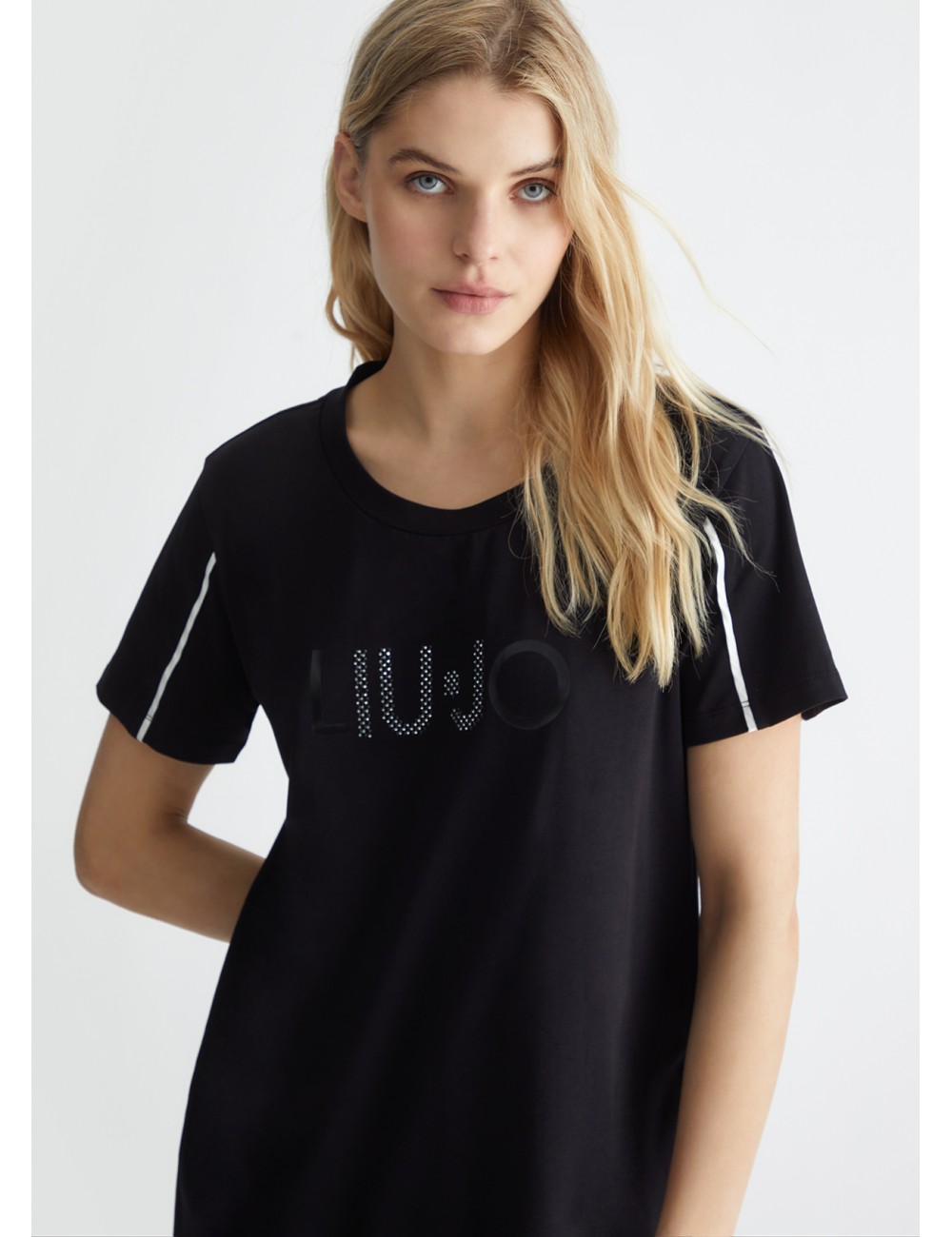 TA4263 ABITO CORTO NERO CON LOGO LIU JO DONNA ABITINO DRESS VESTITO VESTITINO