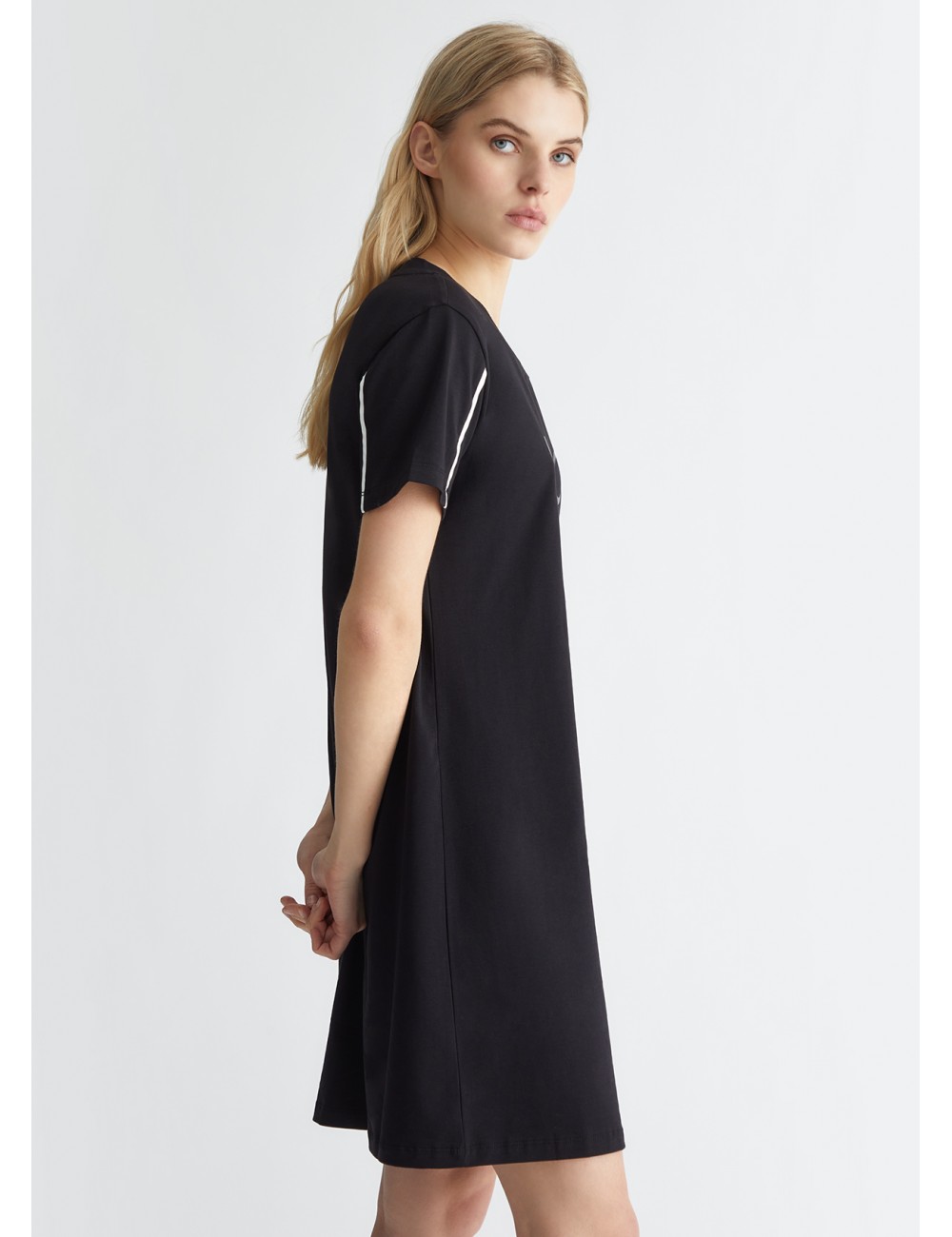 TA4263 ABITO CORTO NERO CON LOGO LIU JO DONNA ABITINO DRESS VESTITO VESTITINO