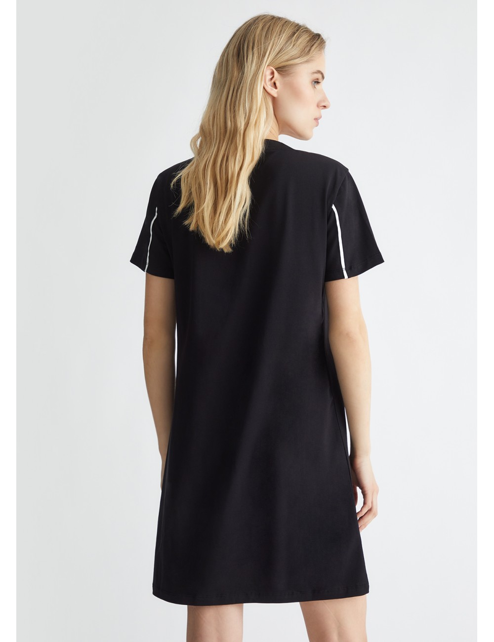 TA4263 ABITO CORTO NERO CON LOGO LIU JO DONNA ABITINO DRESS VESTITO VESTITINO