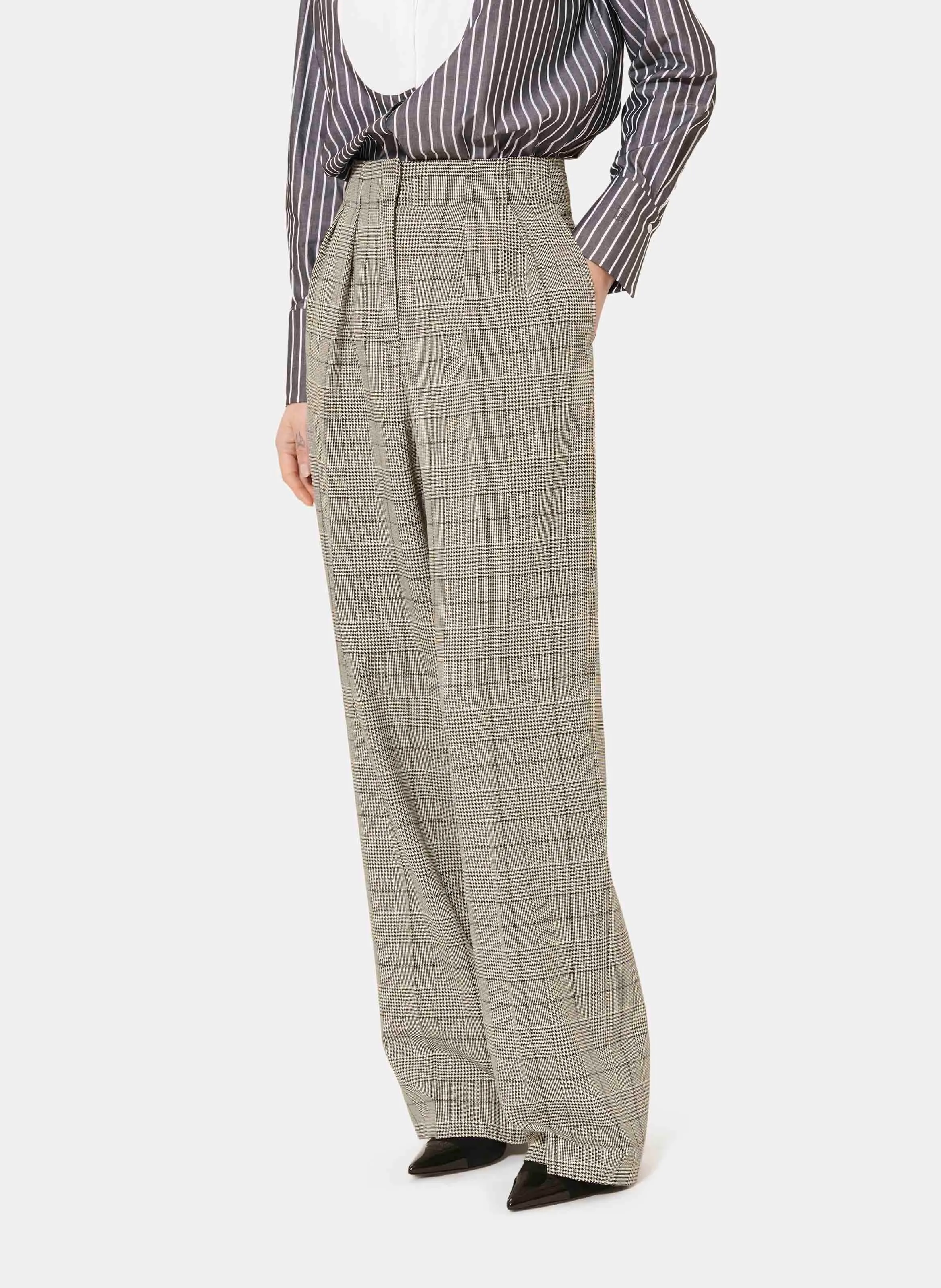  TARA JARMON   PARIGI - Pantalone palazzo in viscosa stampata | Nero