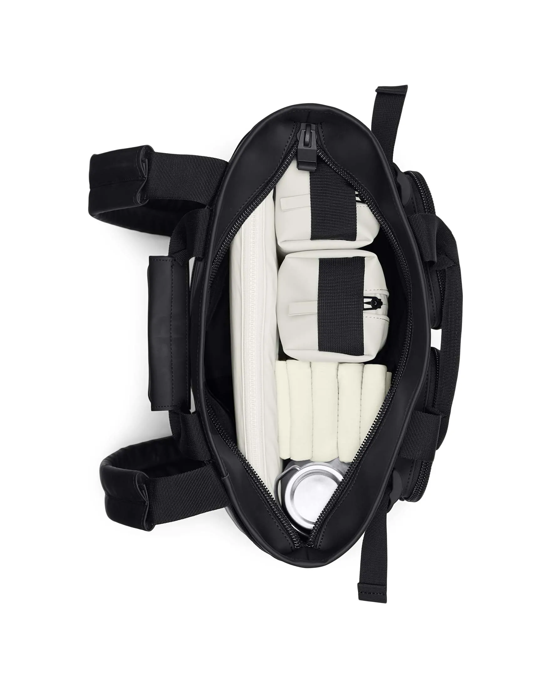 Texel Tote Backpack nera in tessuto impermeabile effetto gommato