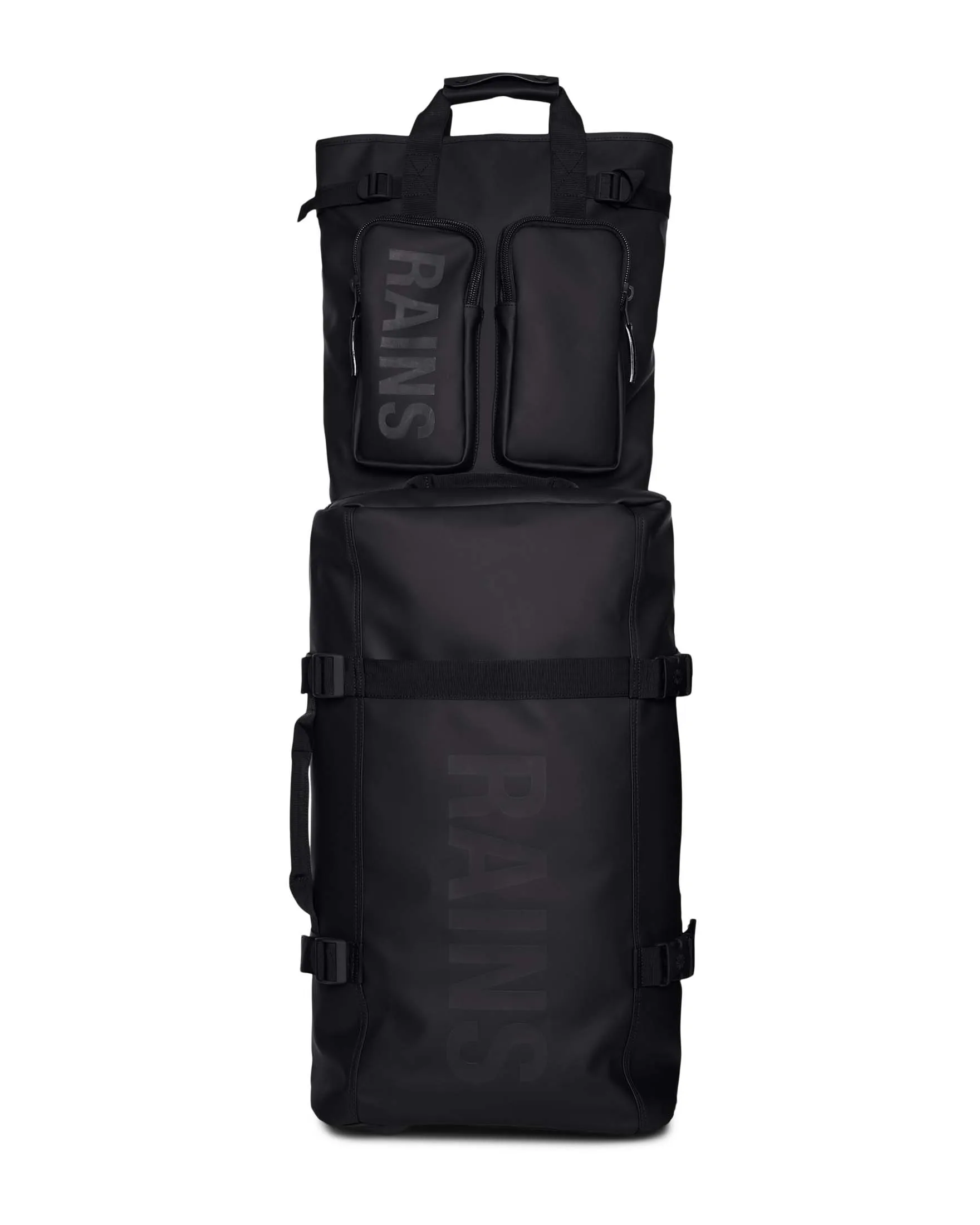 Texel Tote Backpack nera in tessuto impermeabile effetto gommato