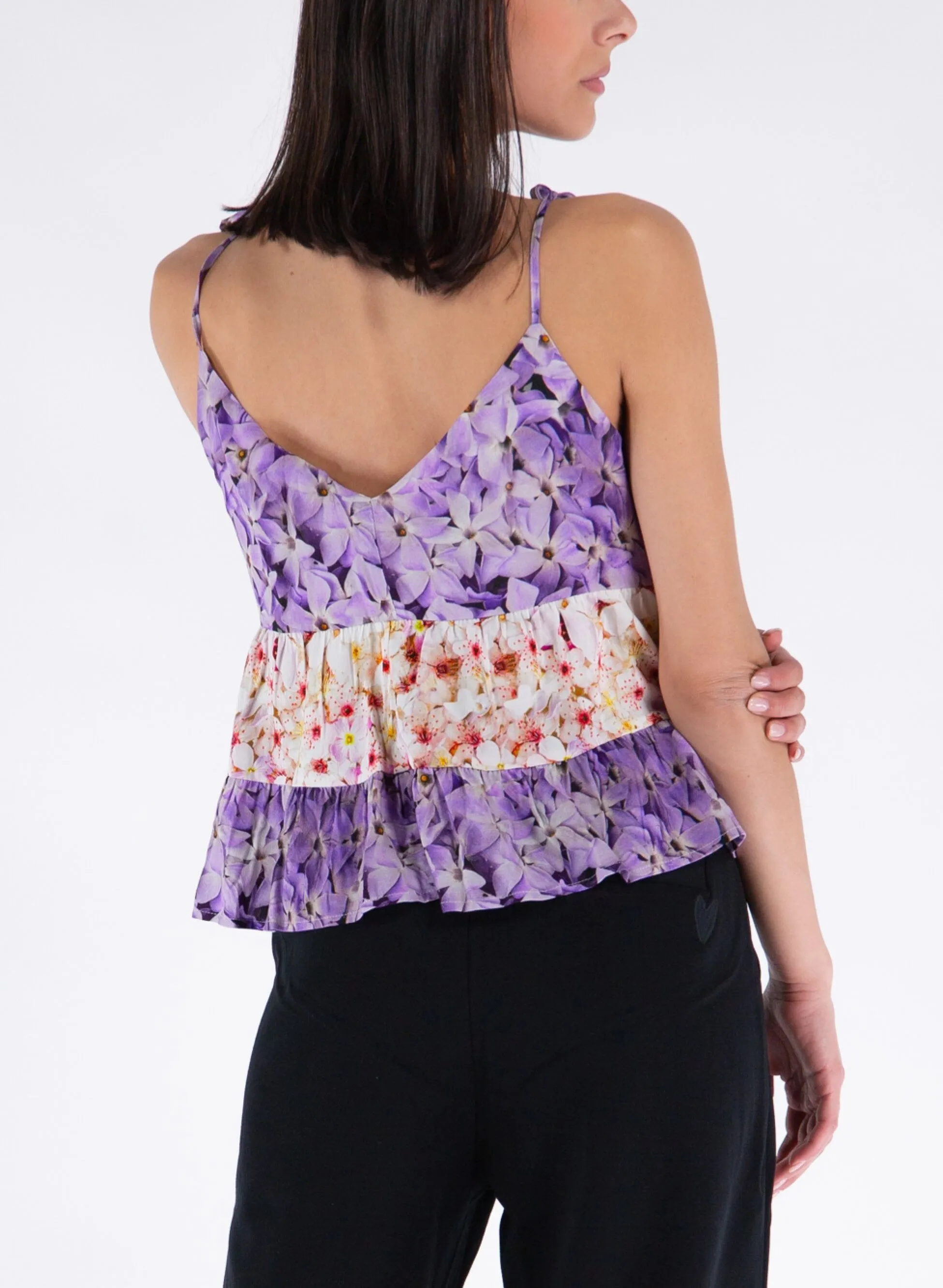 top floreale con spalline