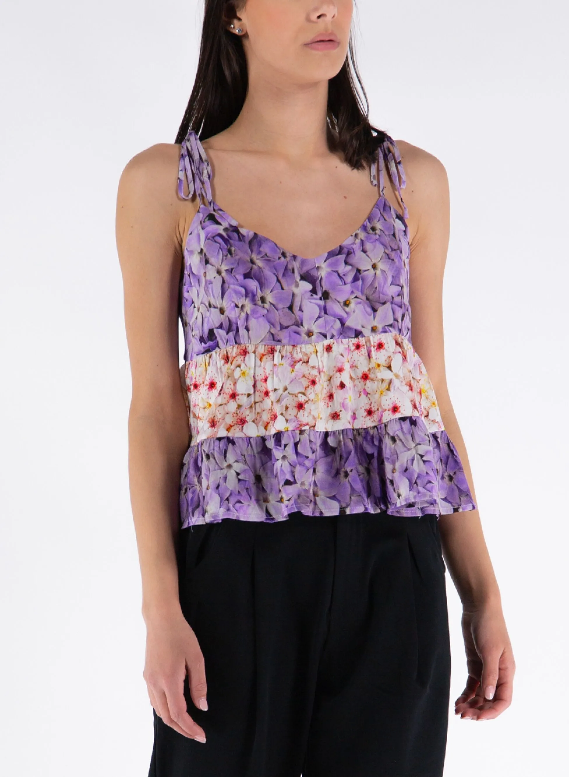 top floreale con spalline