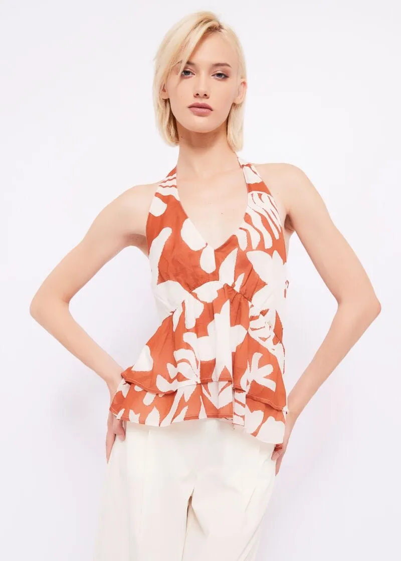 Top in voile con stampa