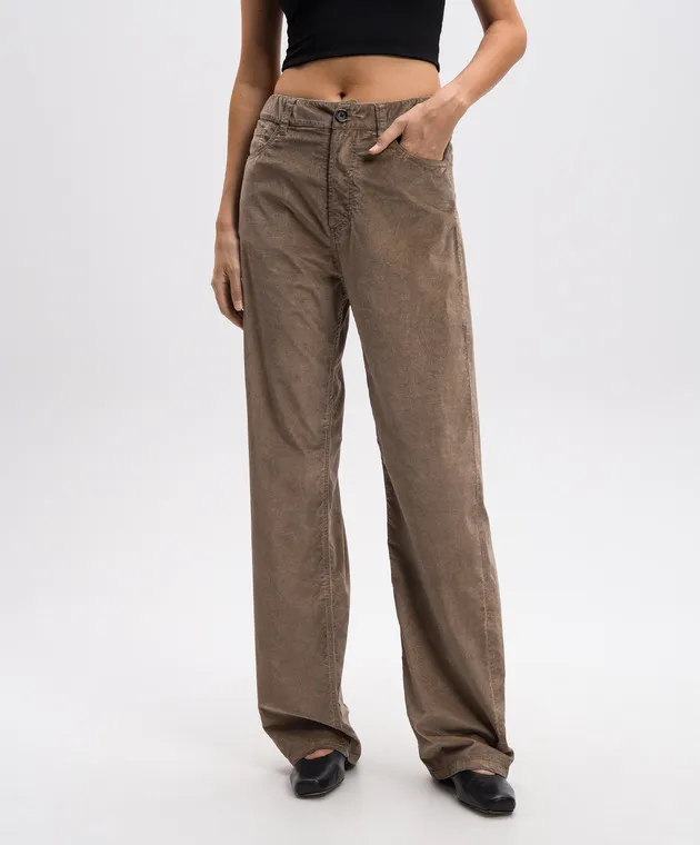 UMA WANG Pantaloni in velluto beige albero UP3034
