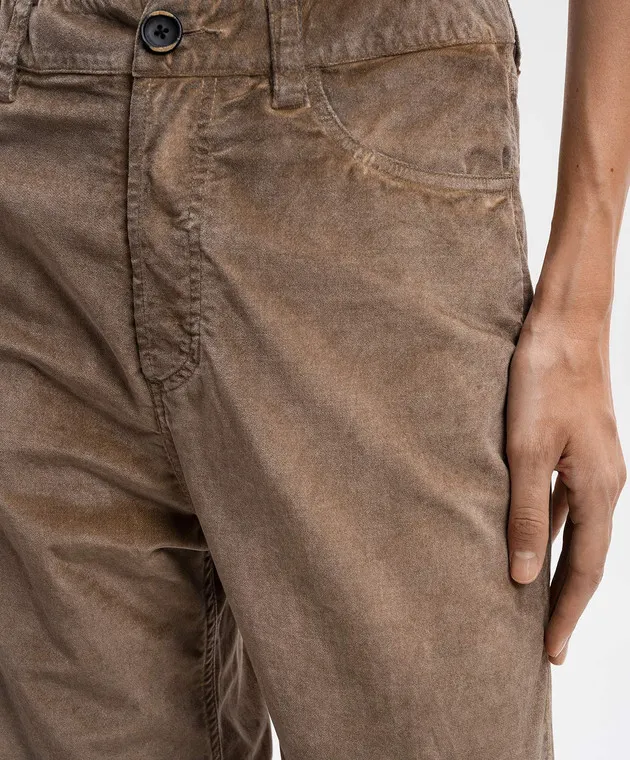 UMA WANG Pantaloni in velluto beige albero UP3034