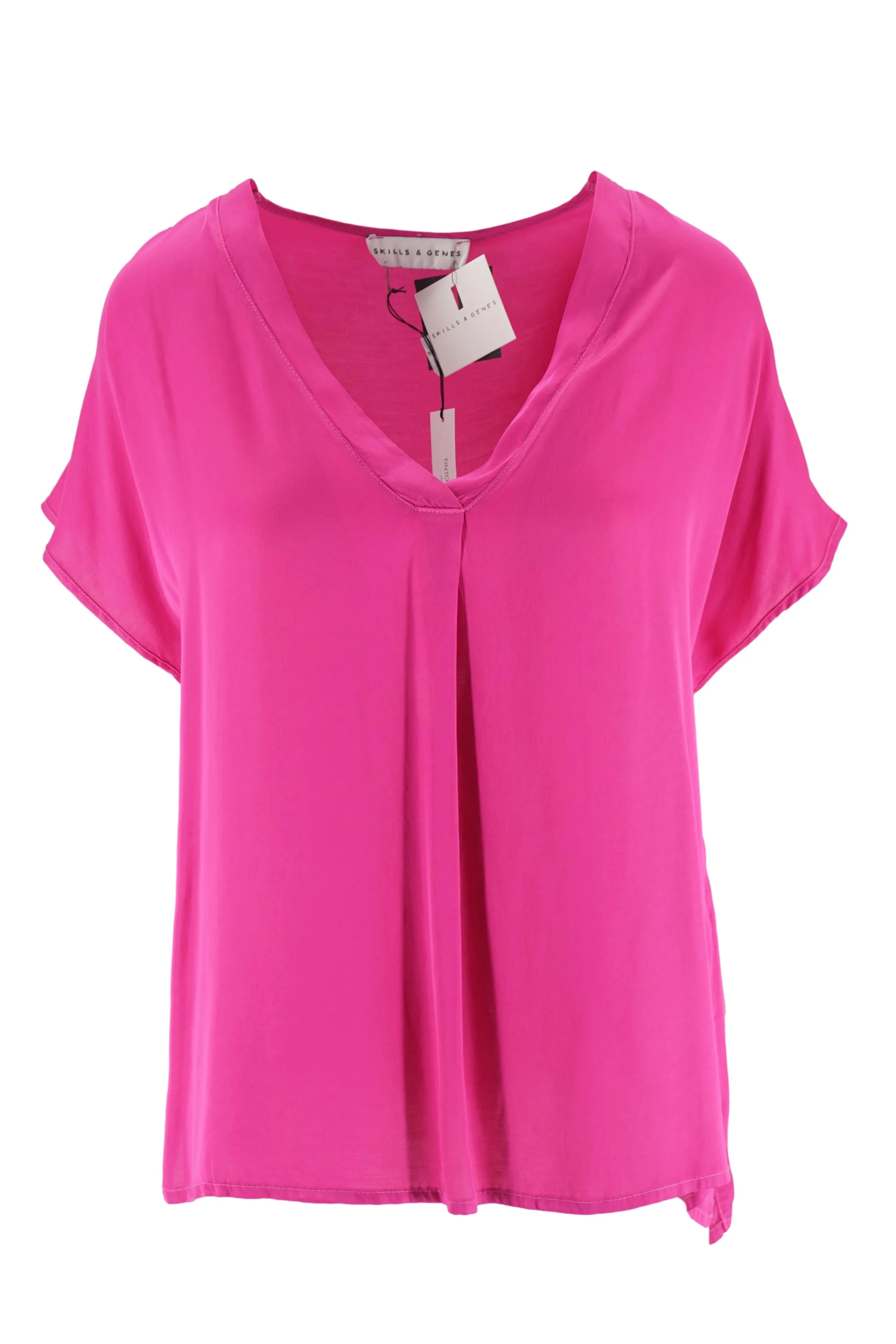 V-Neck Viscose Blouse / Fuchsia