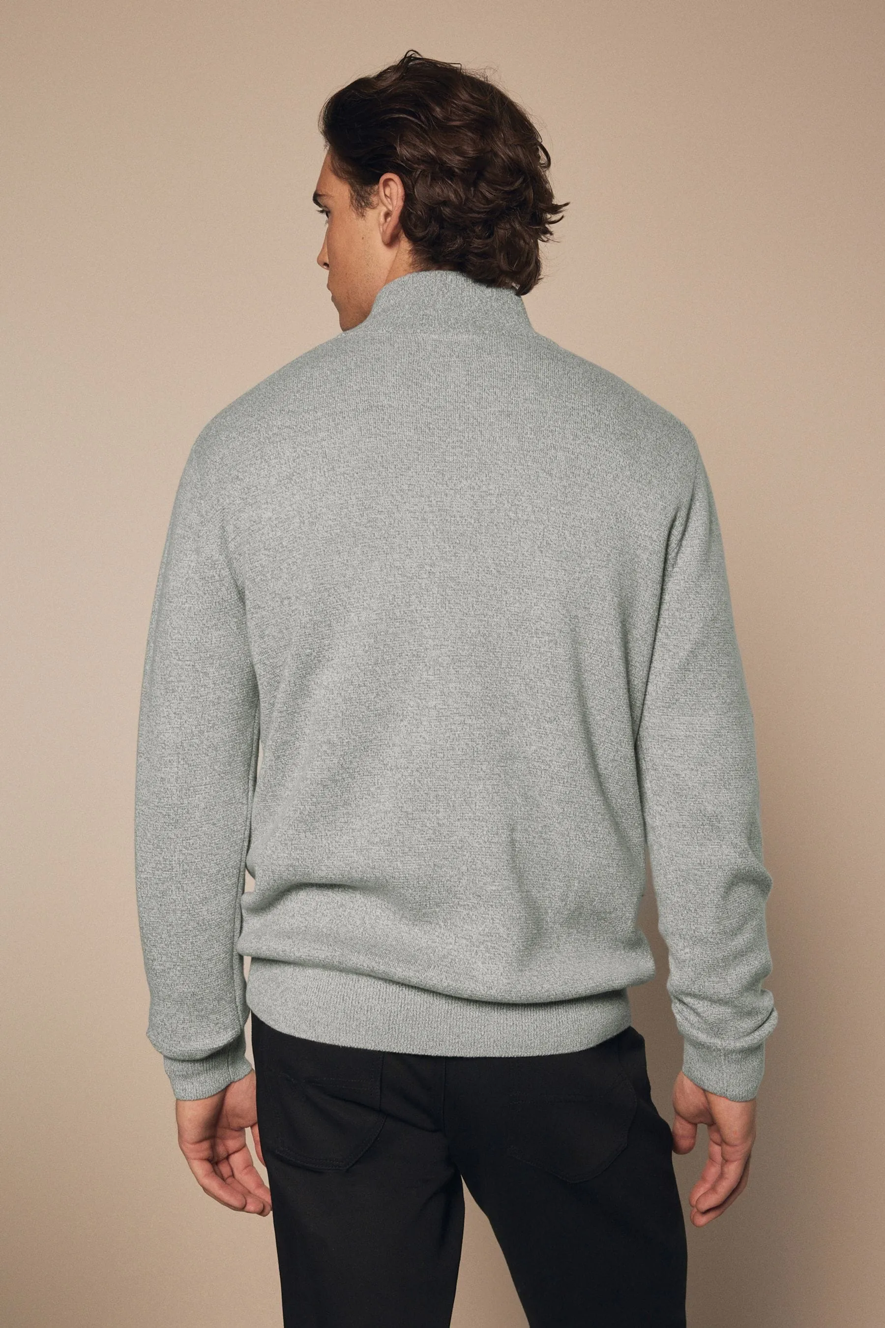 Vestibilità regolare 100% Cotton Premium Zip Neck Maglione    