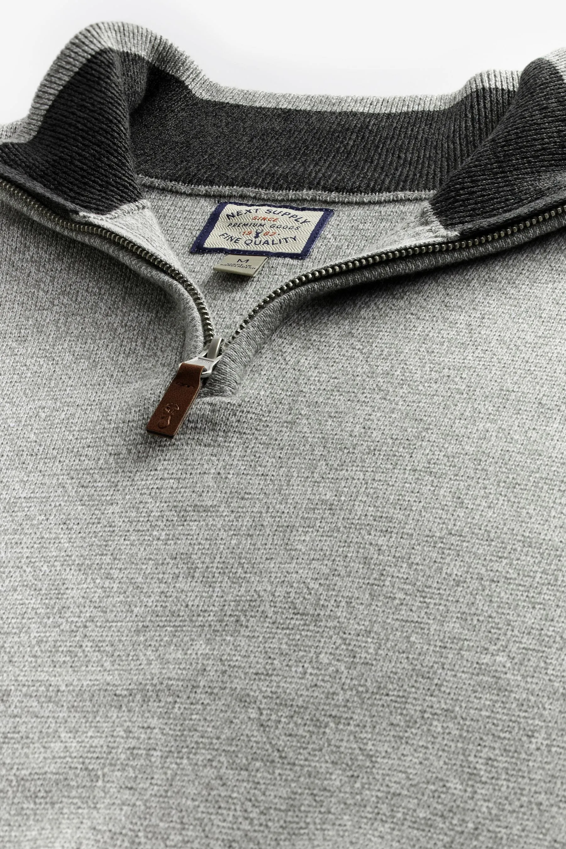 Vestibilità regolare 100% Cotton Premium Zip Neck Maglione    