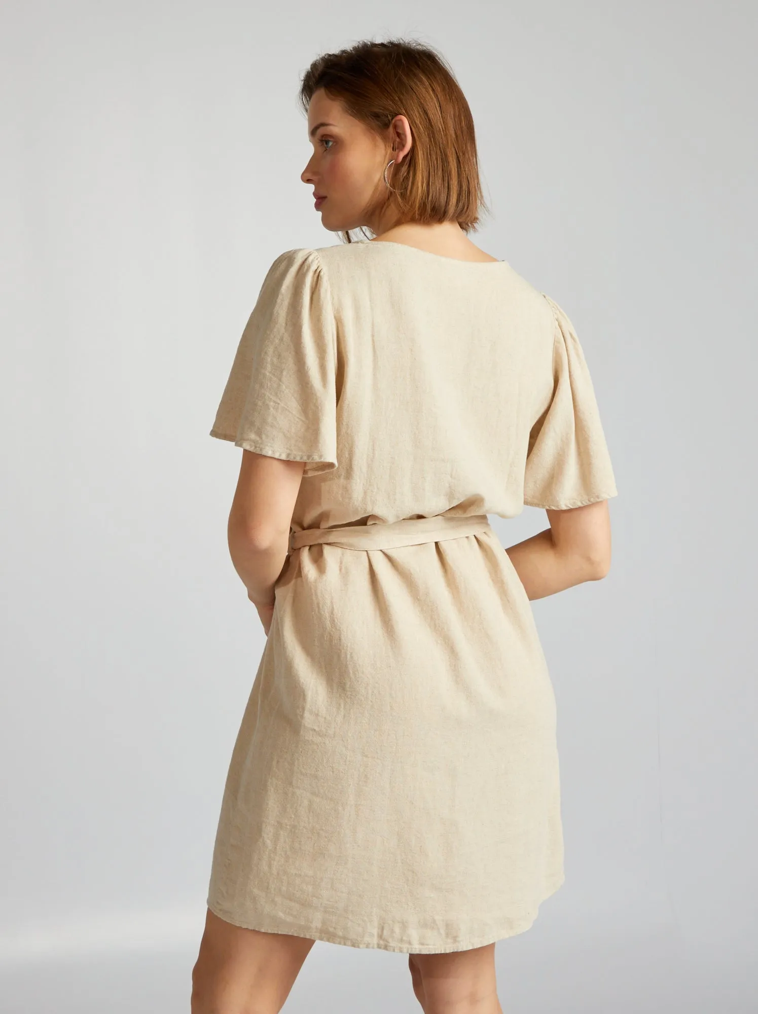 Vestito con cintura in lino 'JDY' - BEIGE