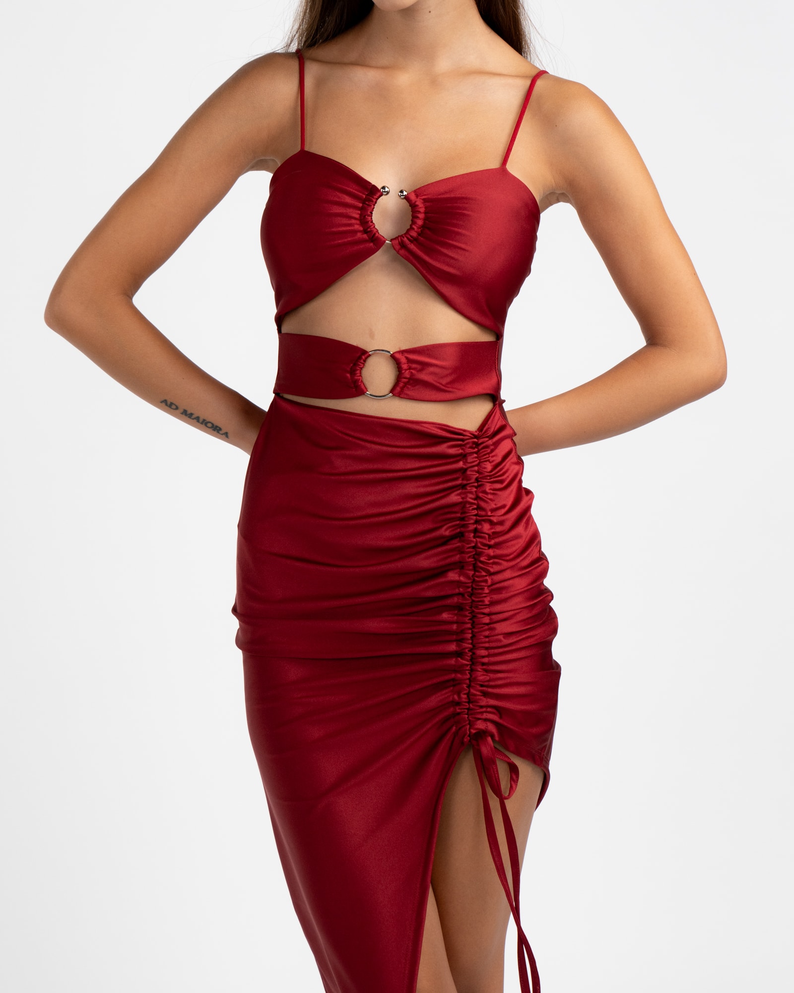 Vestito lungo con anelli - BORDEAUX