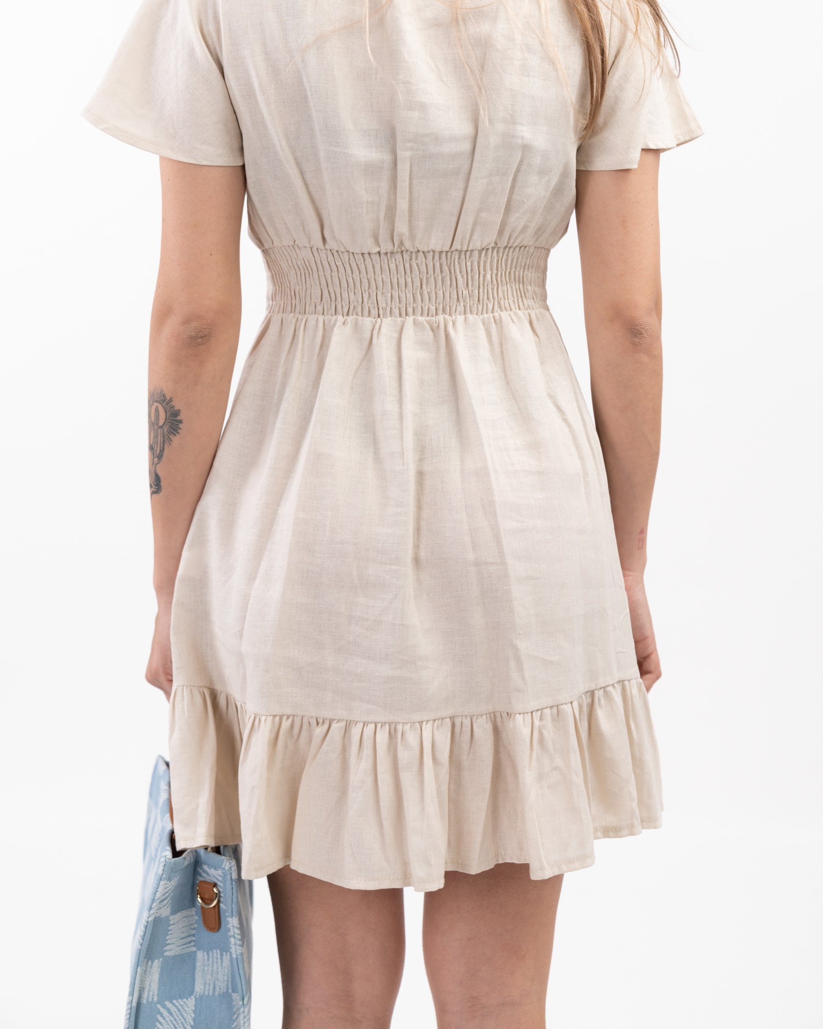 Vestito misto lino - BEIGE