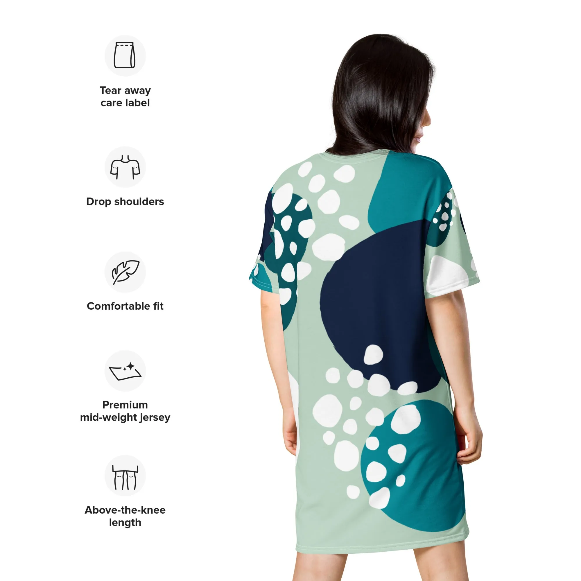 Vestito t-shirt da donna verde con cerchi