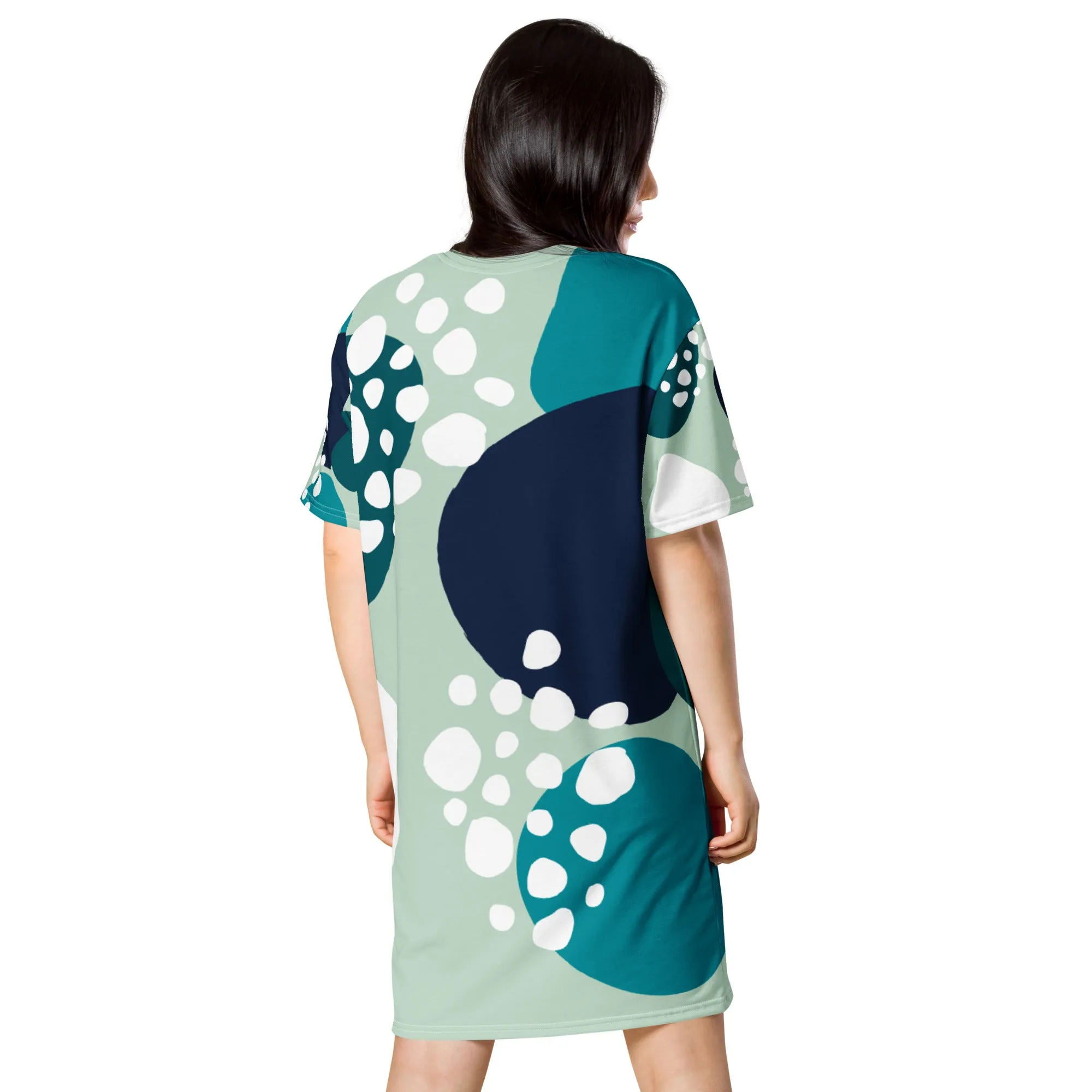 Vestito t-shirt da donna verde con cerchi