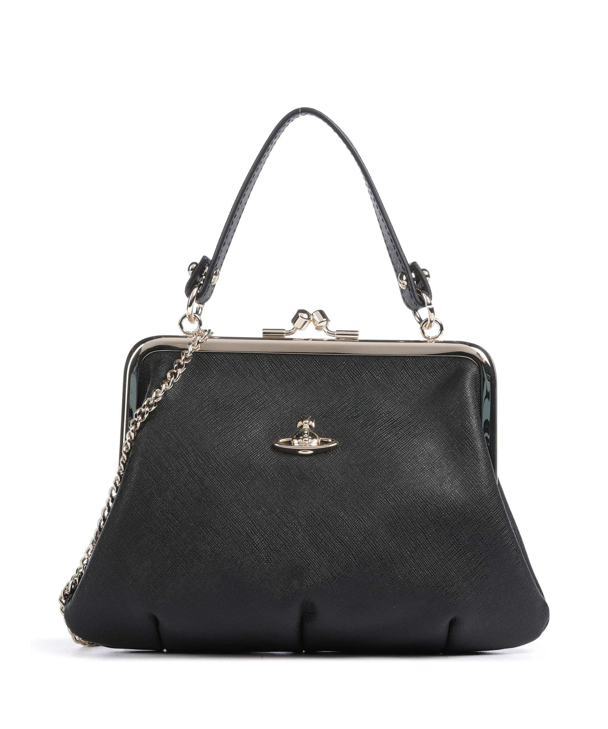  Vivienne Westwood Granny Saffiano Frame Borsa a tracolla pelle di vacchetta saffiano nero  