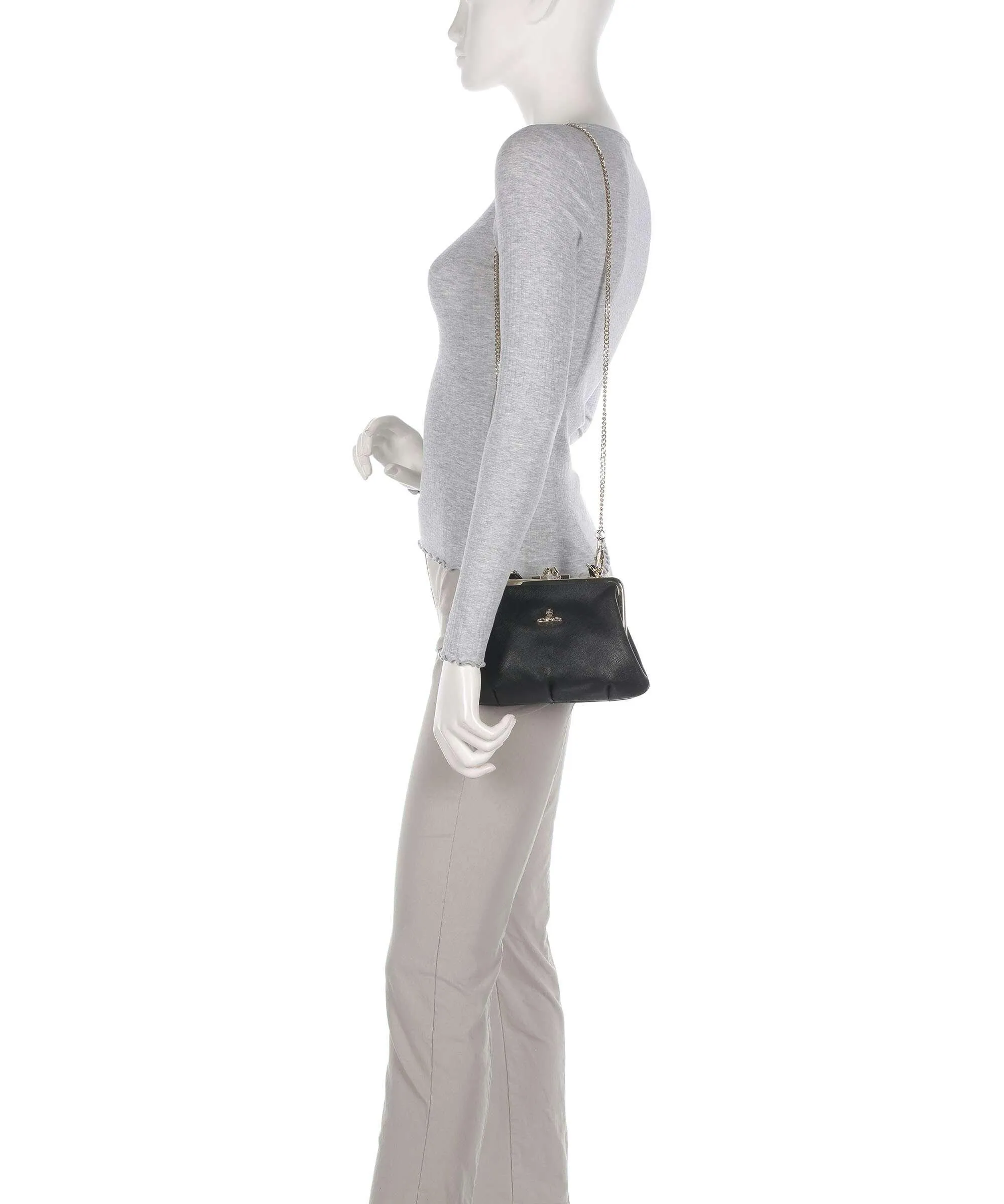  Vivienne Westwood Granny Saffiano Frame Borsa a tracolla pelle di vacchetta saffiano nero  