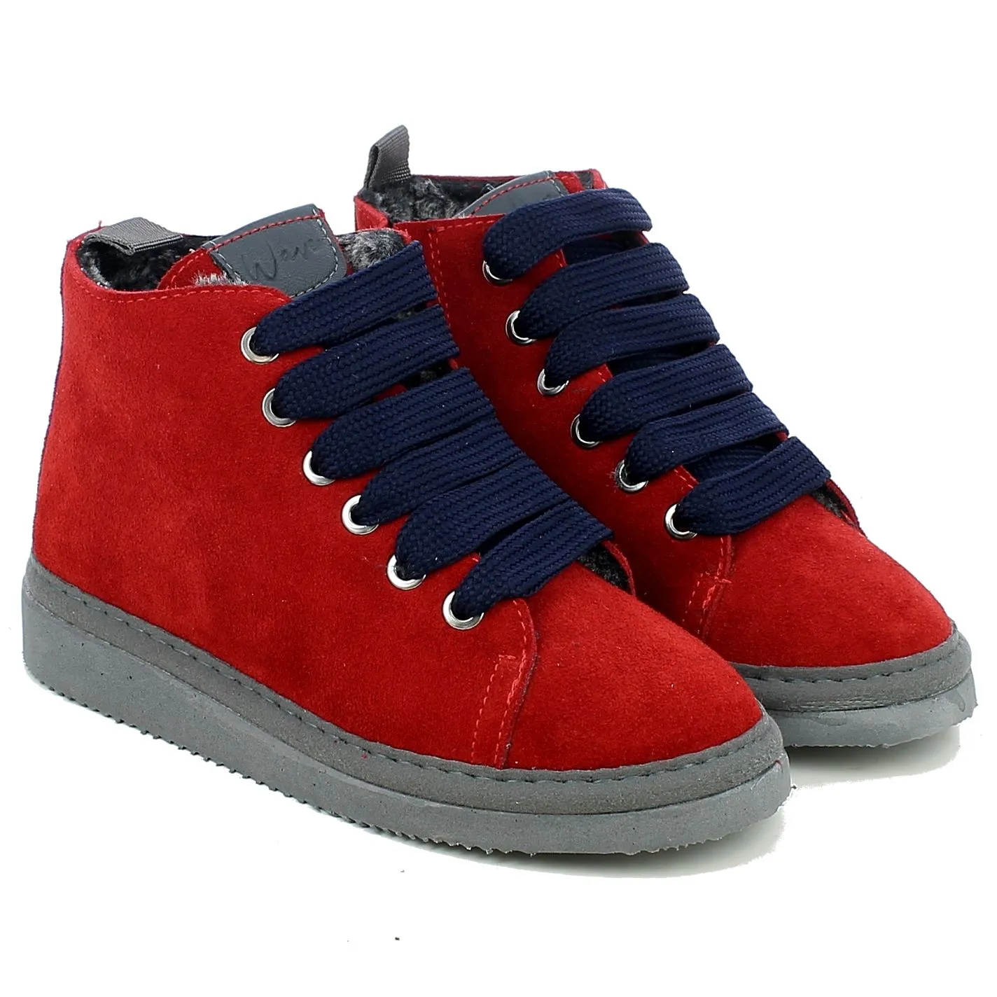Wave  Sneaker in camoscio rosso con lacci blu 