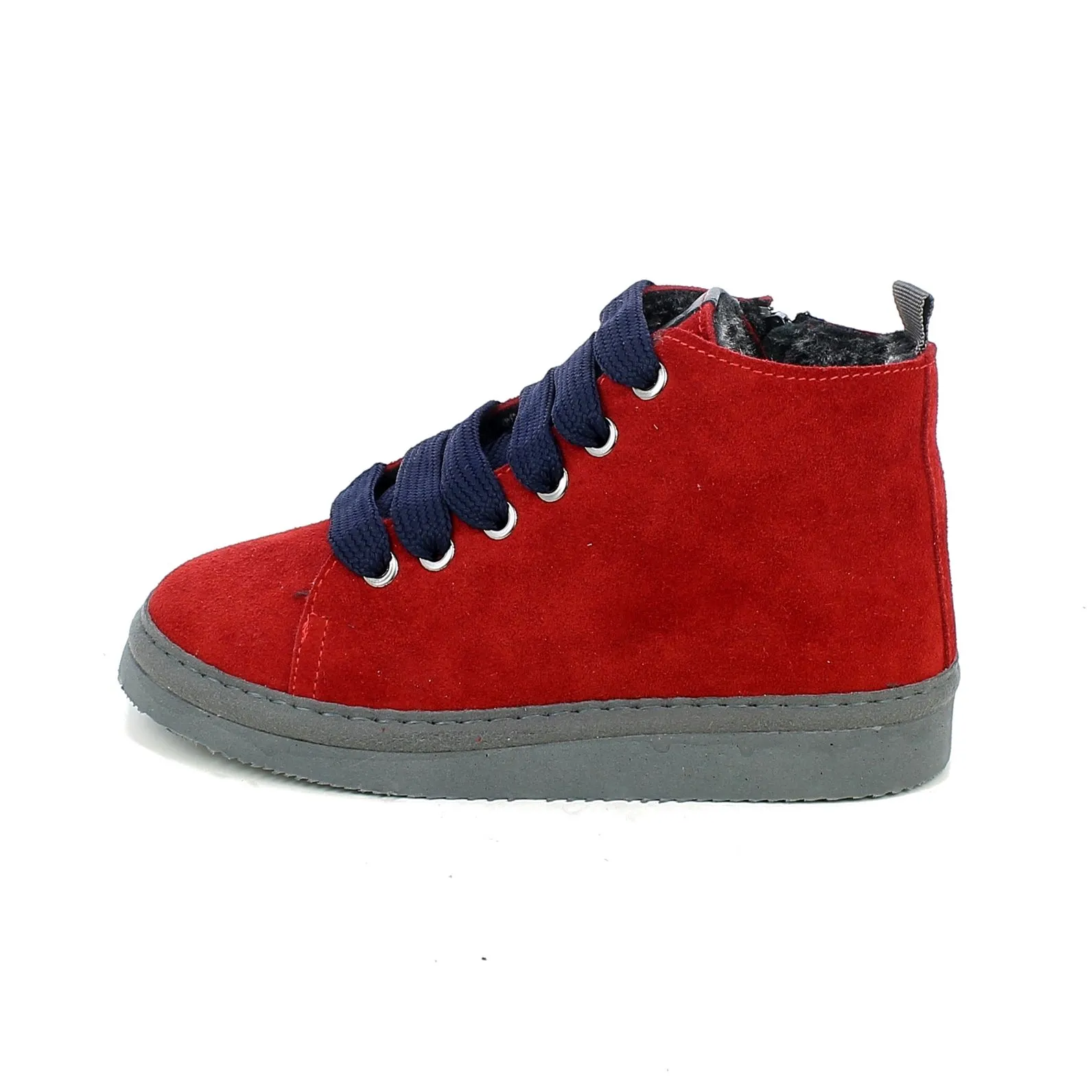 Wave  Sneaker in camoscio rosso con lacci blu 