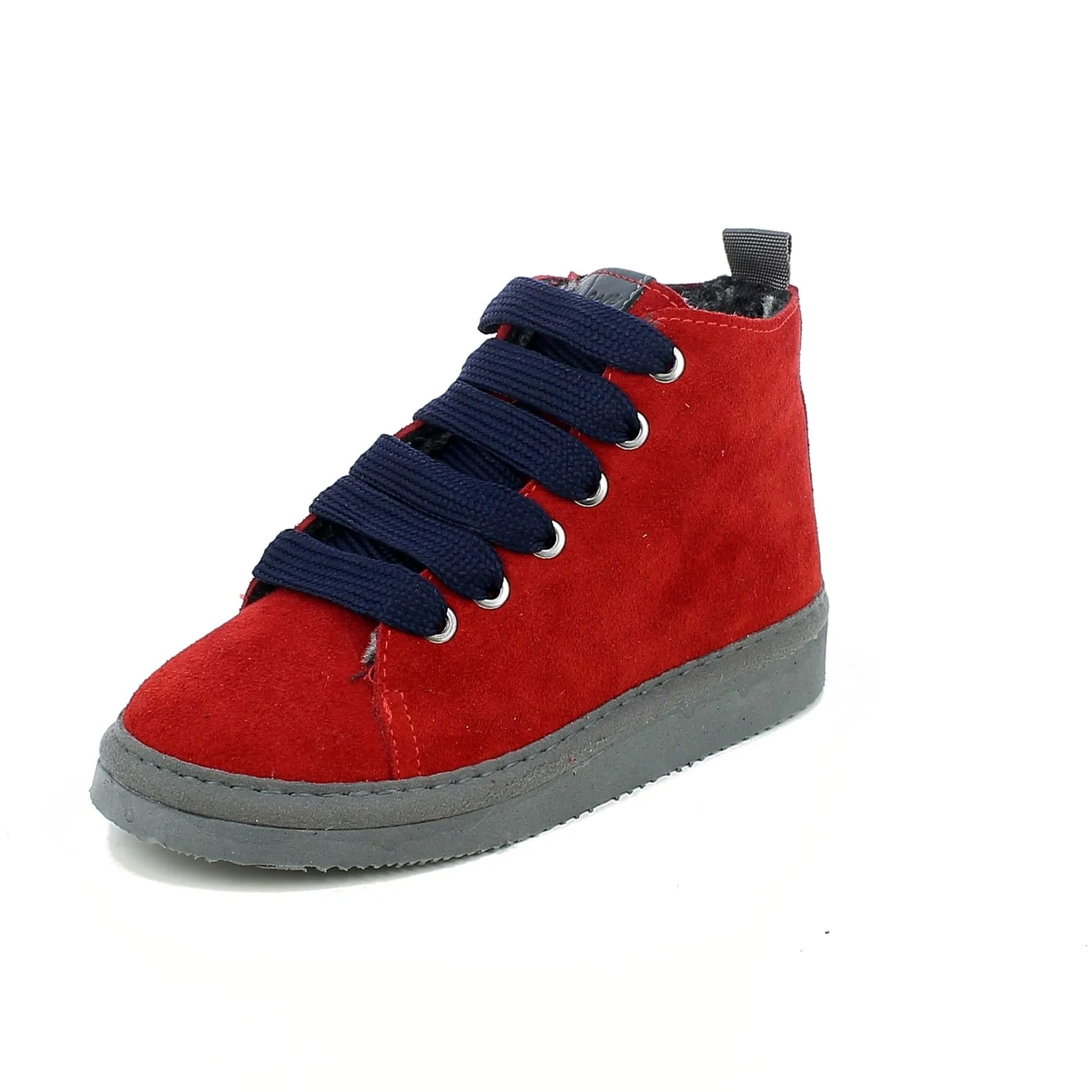 Wave  Sneaker in camoscio rosso con lacci blu 
