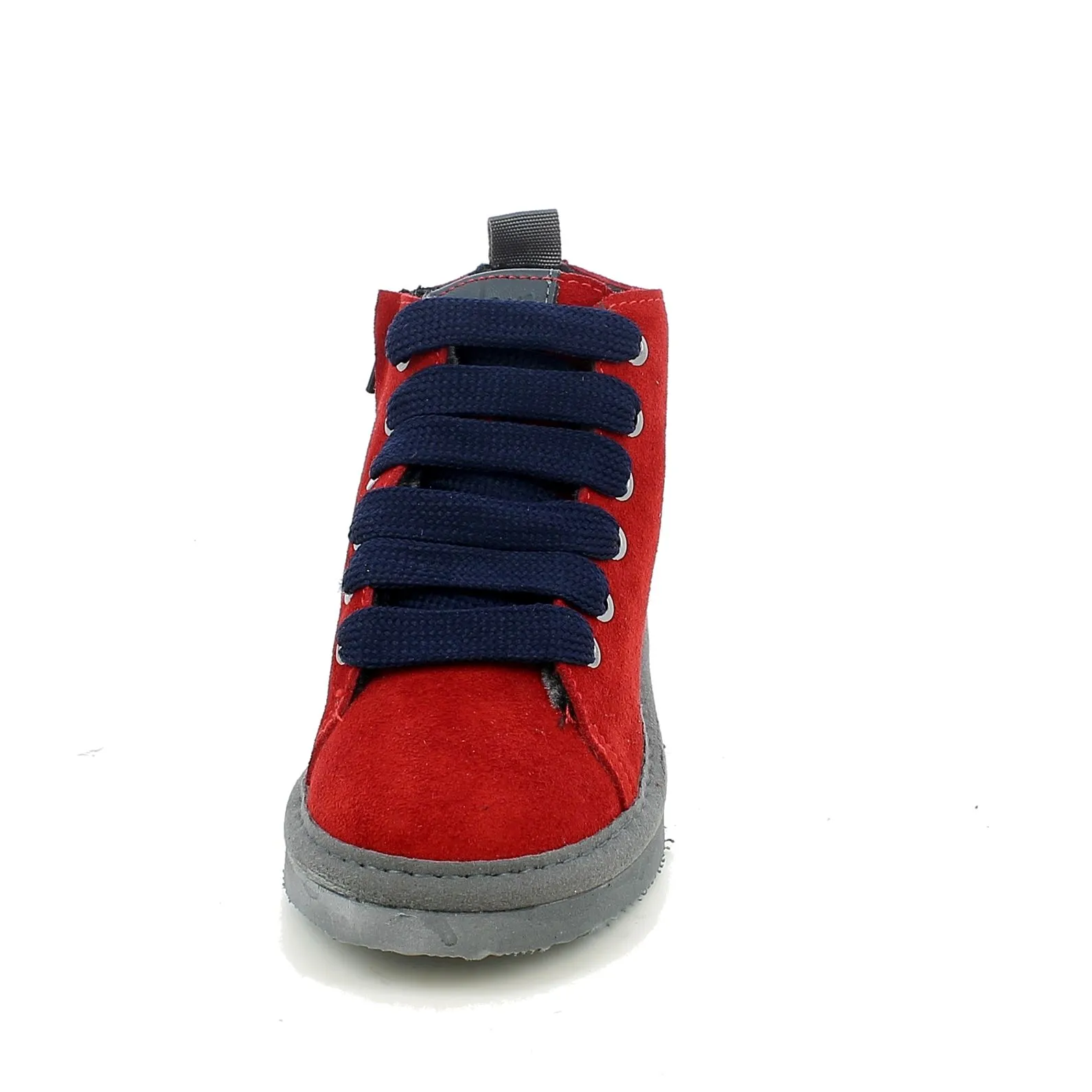 Wave  Sneaker in camoscio rosso con lacci blu 